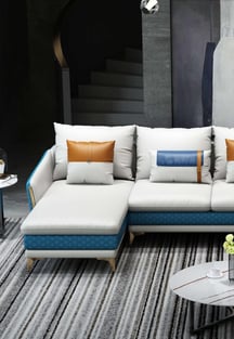 Buy Blue, Off-White European Furniture Living Room 