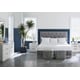 Grey Velvet Cloud White Finish Queen Bedroom Set 4Pcs HONEY I'M HOME / TOUCH BASE by Caracole 