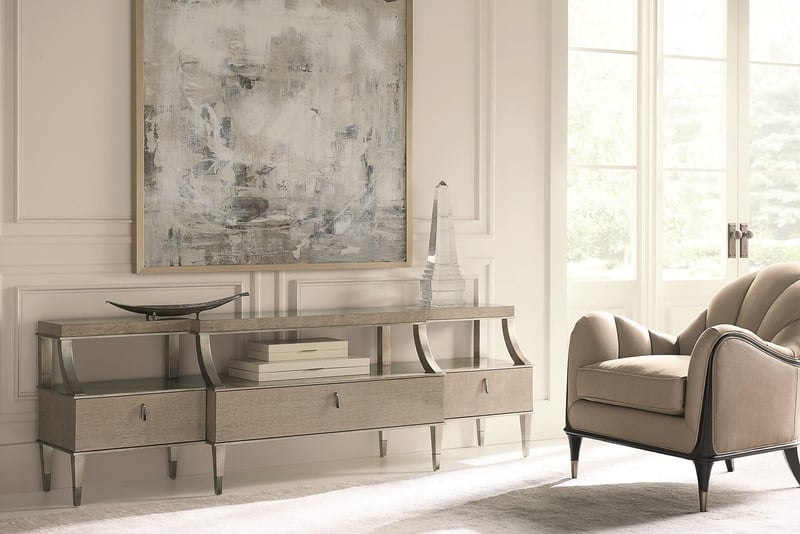 Moonlit Sand with Soft Silver Leaf Console Table SHELF APPEAL by Caracole 