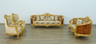 Mahogany, Beige, Gold, Antique, Ebony European Furniture 68584-Set-4 Living Room interior