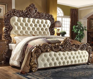 Buy Cream, Gold Finish, Walnut Homey Design  Bedroom 