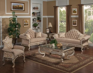 Beige, Silver Homey Design  HD-90021 Sofa Living Room interior