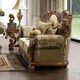 Golden Tan Chenille Sofa Set 2Pcs Carved Wood Traditional Homey Design HD-369