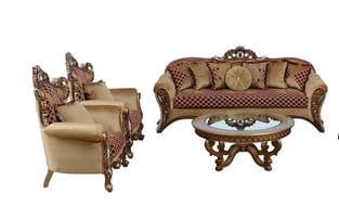 Gold, Red European Furniture 42036-C-Set-2 Living Room interior