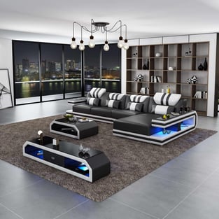 Buy White, Black European Furniture Living Room 