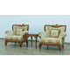 Luxury Walnut & Gold Wood Trim FANTASIA Chair Set 2Pcs EUROPEAN FURNITURE Classic