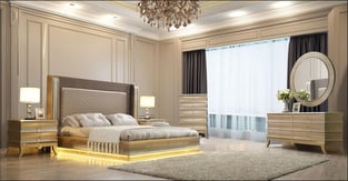 Gold, Silver, Metallic Homey Design   HD-EK925-Set-3 Bedroom interior