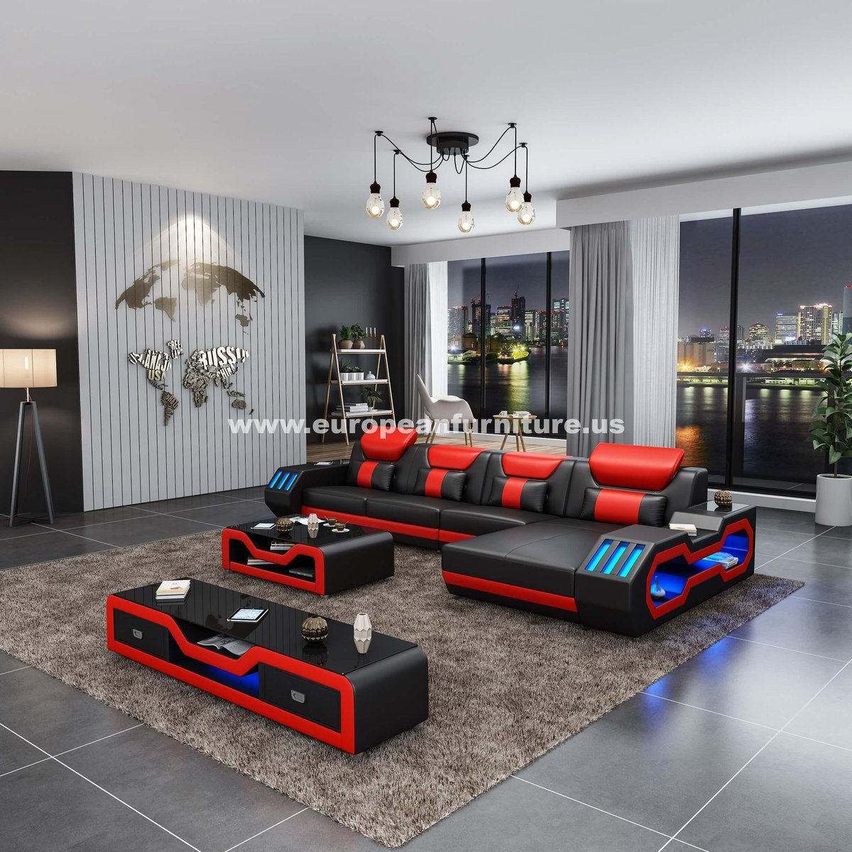 Red and deals black sectional