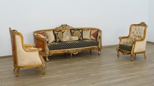 Gold, Antique, Silver, Black European Furniture 68586-S-Set-3 Living Room interior