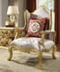 Metallic Bright Gold Armchair Traditional Carved Wood Homey Design HD-31