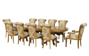 Order Bronze, Gold, Ebony European Furniture 61952-DT-Set-11-Damask Dining Room now