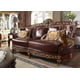 Mahogany & Metallic Gold Finish Sofa Set 5Pcs w/ Coffee Tables Traditional Homey Design HD-89