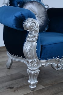 Silver, Blue European Furniture 35096 Living Room interior