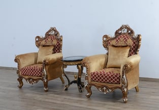 Buy Gold, Red European Furniture Living Room 