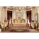 Luxury CAL King Bedroom Set 3 Psc Gold Curved Wood Homey Design HD-8024 