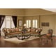 Luxury Silk Chenille Sofa Set 3Pcs Antique Mahogany Wood Benetti's Abrianna 
