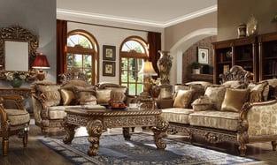 Living Room  Gold Finish, Metallic Homey Design  image