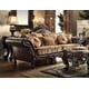 Homey Design HD-3280 Dark Chocolate Gold Fabric Faux Leather SofaTraditional