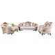 Luxury Beige & Gold Wood Trim ROSABELLA Sofa Set 3 Pcs EUROPEAN FURNITURE Classic