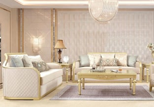 Living Room  Gold Finish, Metallic Homey Design  image