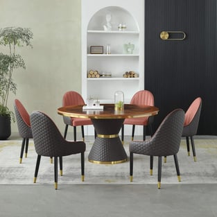 Dining Room  Gold, Chocolate, Reddish Brown European Furniture image