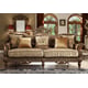 Metallic Antique Gold Floral Pattern Sofa Set 3Pcs Traditional Homey Design HD-610 