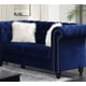 Blue Velvet Button Tufting Sofa Set 3Pcs Transitional Cosmos Furniture Maya