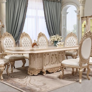 Dining Room  White, Gold Homey Design  photo