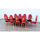 Luxury Ebony & Gold Red Velvet ROSELLA Dining Table Set 11Ps EUROPEAN FURNITURE 