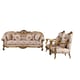 Luxury Golden Bronze Wood Trim GOLDEN KNIGHTS Sofa Set 3Pcs EUROPEAN FURNITURE