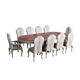 Gold, Antique Silver, Ebony European Furniture 40050-DT-Set-7 Dining Room interior