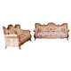Luxury Brown & Gold Wood Trim TIZIANO Sofa Set 2Pcs EUROPEAN FURNITURE Traditional