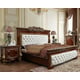 Perfect Brown & Gold CAL King Bedroom Set 3Pcs Traditional Homey Design HD-1803