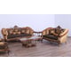 Luxury Black w/Gold & Parisian Bronze ROSELLA Sofa Set 2 Pcs EUROPEAN FURNITURE 