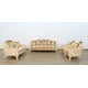 Luxury Beige Antique Dark Gold Wood Trim ANGELICA Sofa Set 2Pcs EUROPEAN FURNITURE