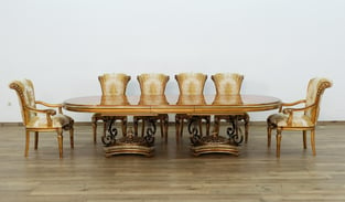 Bronze, Gold, Pearl, Ebony European Furniture 51955-DT-11PC-Gold Dining Room interior