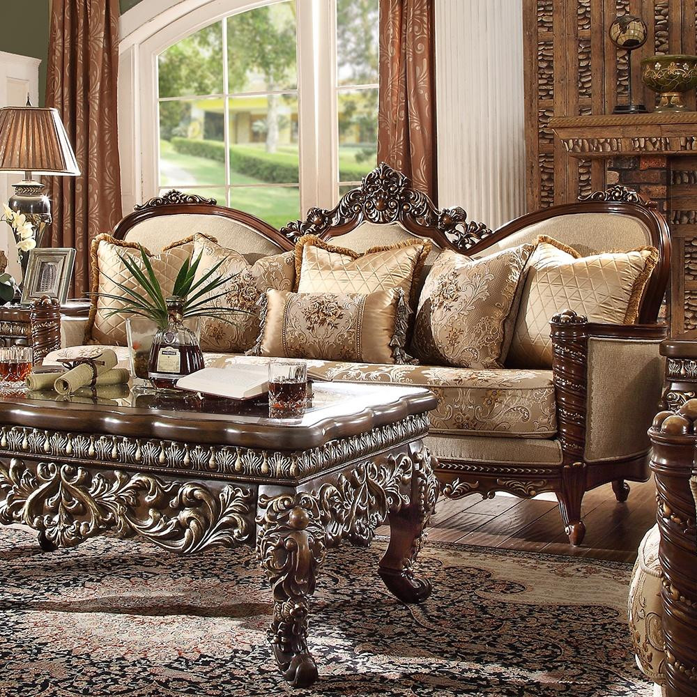 Traditional Sofa in Brown Fabric Traditional Style Homey Design HD-92