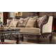 Homey Design HD-914 Luxury Upholstery Pearl Cappucciono Carved Wood Living Room Sofa Loveseat Chair and Coffee Table Set 4Pcs