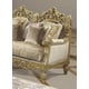 Metallic Bright Gold Loveseat Carved Wood Traditional Homey Design HD-2659