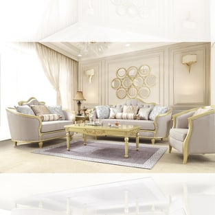 Beige, Gold Finish, Metallic Homey Design  HD-710-S Living Room interior