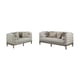 Luxury Ivory Platinum Chenille Sofa Set 2Pcs Wood Trim Benetti's Tiffany Classic