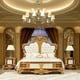 Classic Antique Gold & White Solid Wood CAL King Bedroom Set 6Pcs Homey Design HD-957