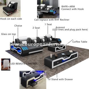 Order White, Blue European Furniture LED-BLUW-85554-LHF Living Room now