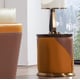 Italian Leather Orange Brown Coffee Table Set 2Pcs GLAMOUR EUROPEAN FURNITURE 