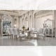 Luxury Antique Silver Grey Wood Oval Dining Table Set 7Pcs Traditional Homey Design HD-5800GR