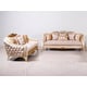 Luxury Pearl Antique Dark Gold Wood Trim ANGELICA Sofa Set 4Pcs EUROPEAN FURNITURE