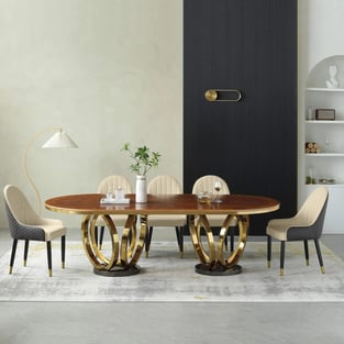 Gold, Chocolate European Furniture EF-54425-DT Dining Room interior