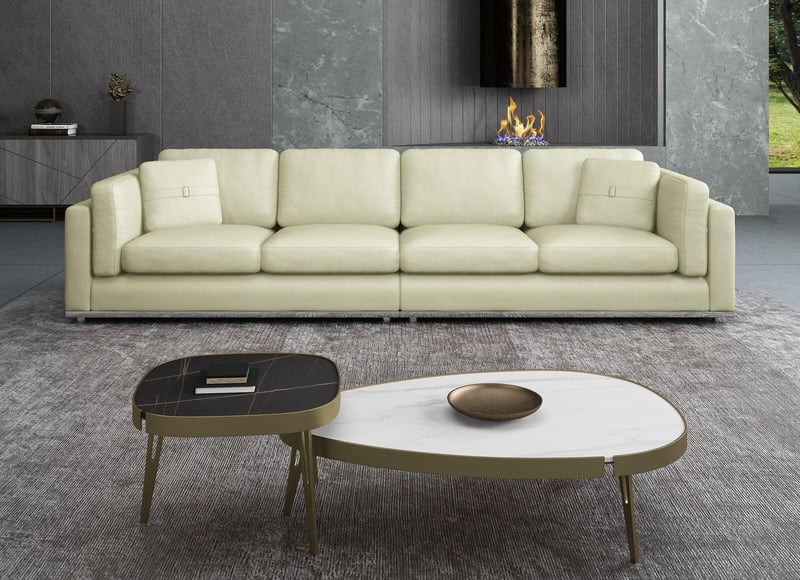 Off White Italian Leather PICASSO Mansion Sofa EUROPEAN FURNITURE Contemporary