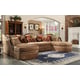 Homey Design HD-1626 Walnut Finish Living Room Sectional Sofa Carved Wood