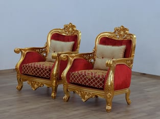 Gold, Antique, Red European Furniture 30013-S-Set-4 Living Room interior